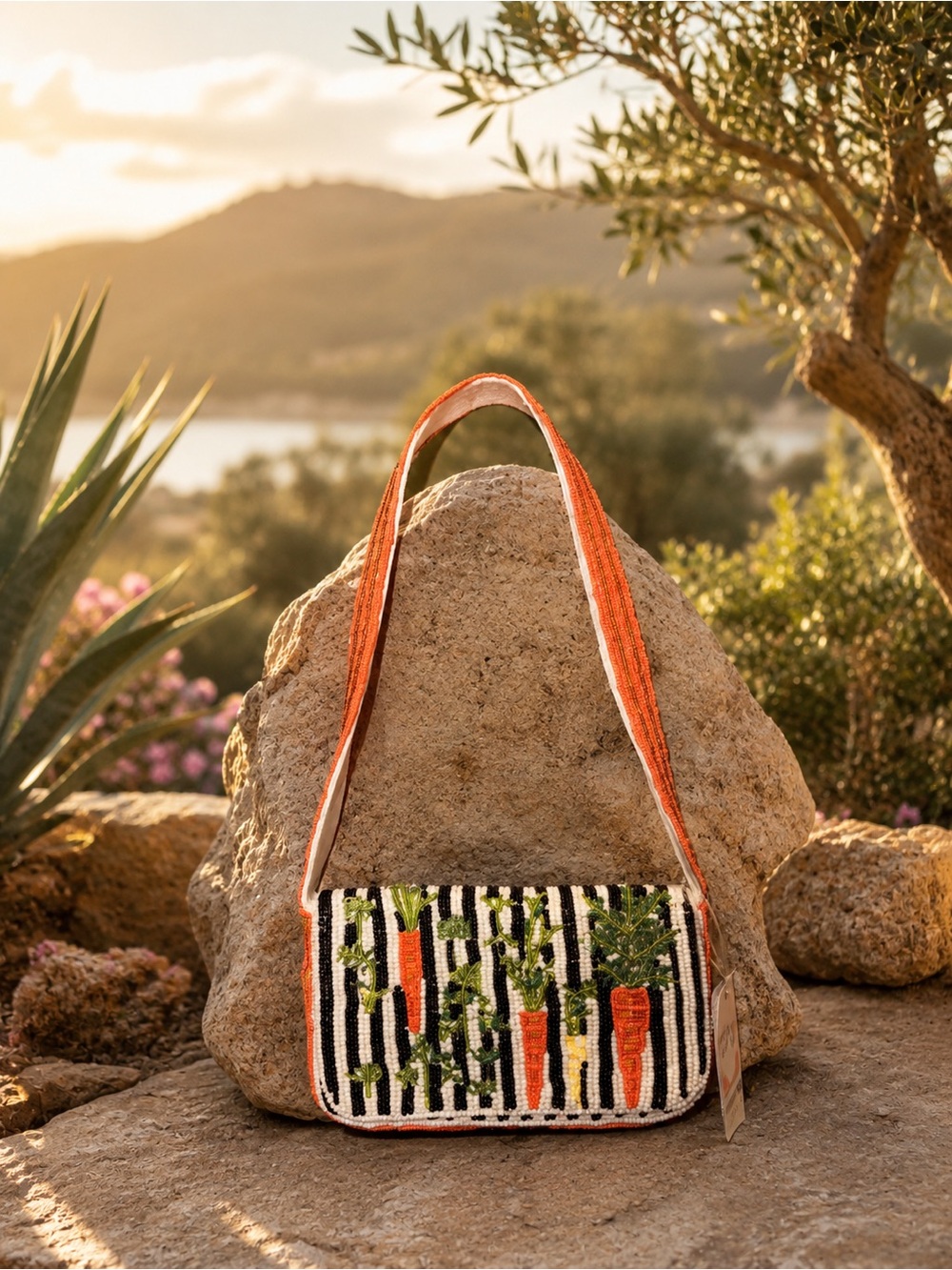 Beaded Carrot Pattern Shoulder Bag